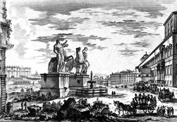 Vue de la Piazza di Monte Cavallo ou de la Piazza del Quirinale, de la série 
